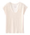Kurzärmeliges einfarbiges schillerndes leinen-t-shirt damen weiss MARSHMALLOW/rosa COPPER