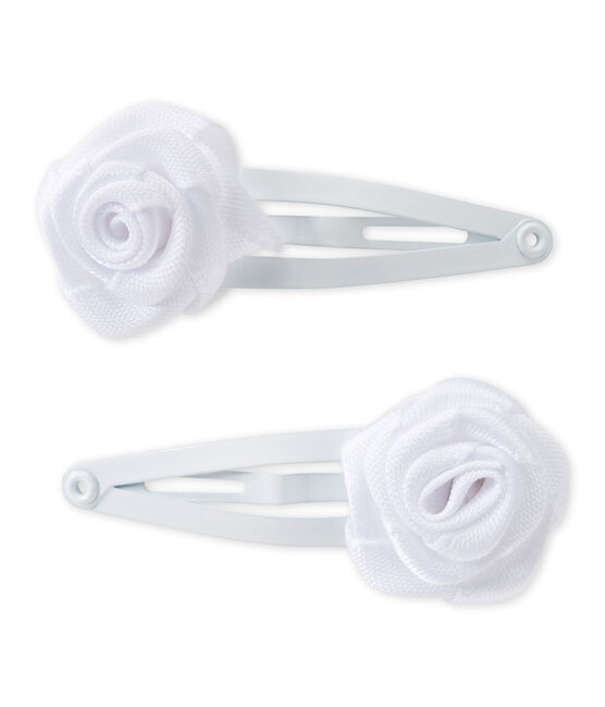 Baby-Mädchen-Haarklammern im 2er-Set weiss MARSHMALLOW
