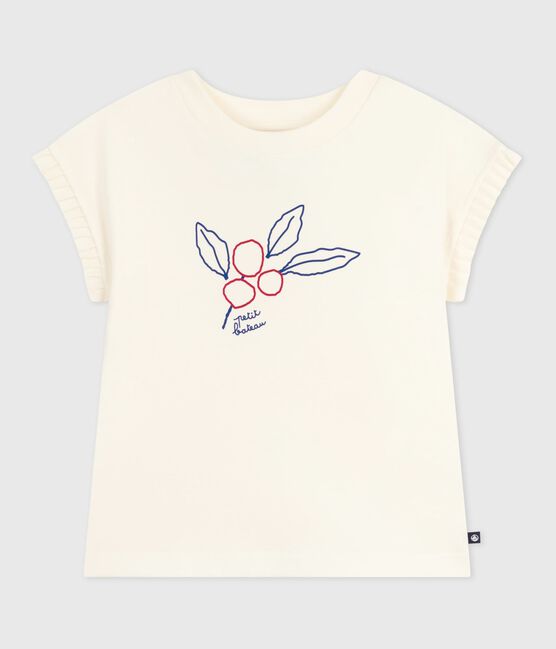 Kurzärmeliges Kinder-T-Shirt mit Muster naturfarben MILK
