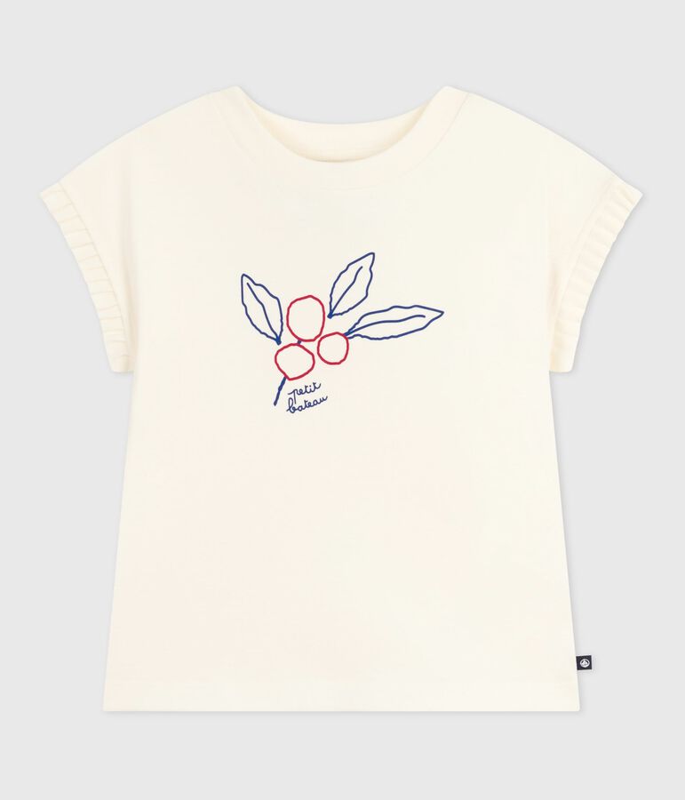 Kurz&auml;rmeliges Kinder-T-Shirt mit Muster naturfarben