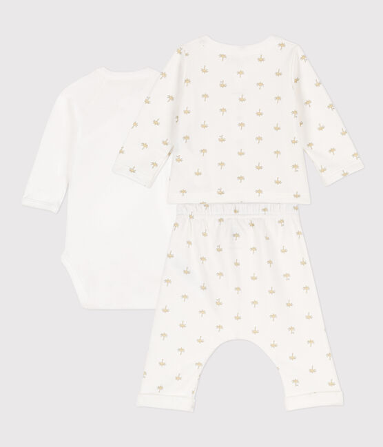 Baby-Set aus bedruckter Baumwolle weiss MARSHMALLOW/weiss MULTICO