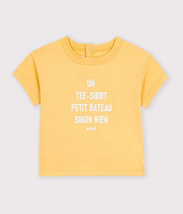 Kurz&auml;rmeliges Baby-T-Shirt aus einfarbiger Baumwolle mit Motiv gelb