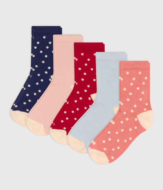 5er-Set getupfte Kindersocken aus Baumwolljersey vielfarbig