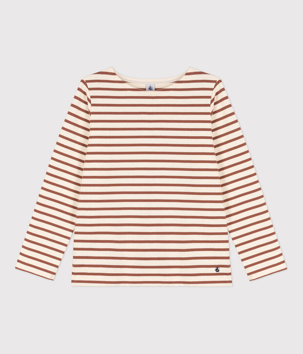 Streifenshirt aus Baumwolle f&uuml;r Damen naturfarben/braun