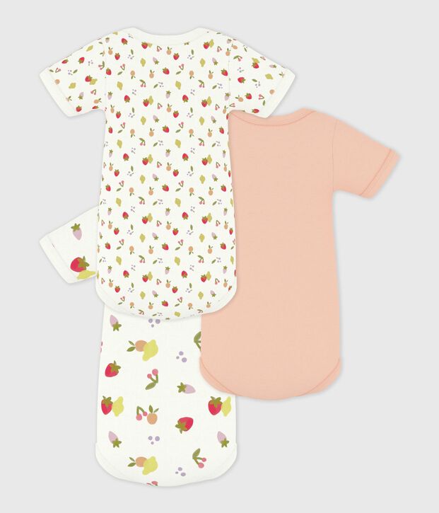 Set kurz&auml;rmelige Baby-Bodys aus Baumwolle mit Fruchtmotiv vielfarbig