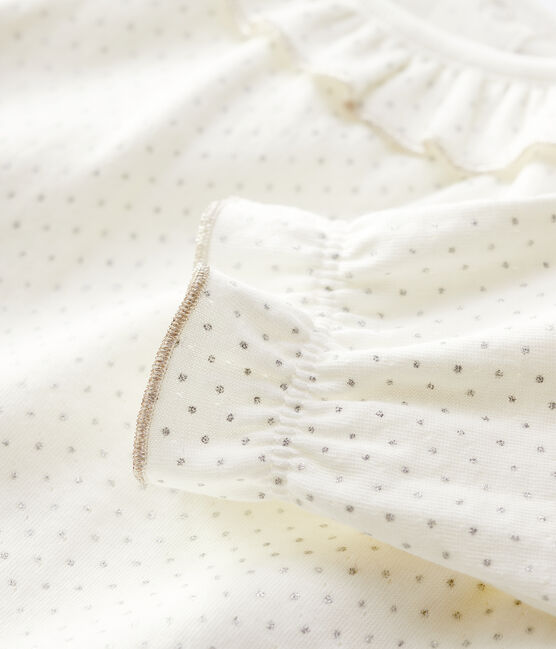 Baby-Bluse aus Baumwolle. weiss MARSHMALLOW/grau ARGENT