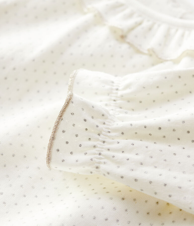 Baby-Bluse aus Baumwolle. weiss/grau