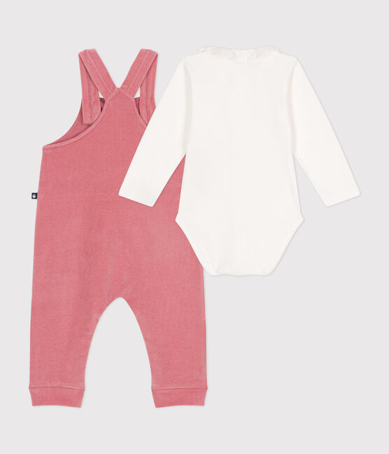 Baby-Set Latzhose aus Nicki rosa ROSEWOOD