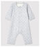 Fußloser Baby-Bodyjama aus Bio-Baumwolle  grau POUSSIERE/weiss MARSHMALLOW