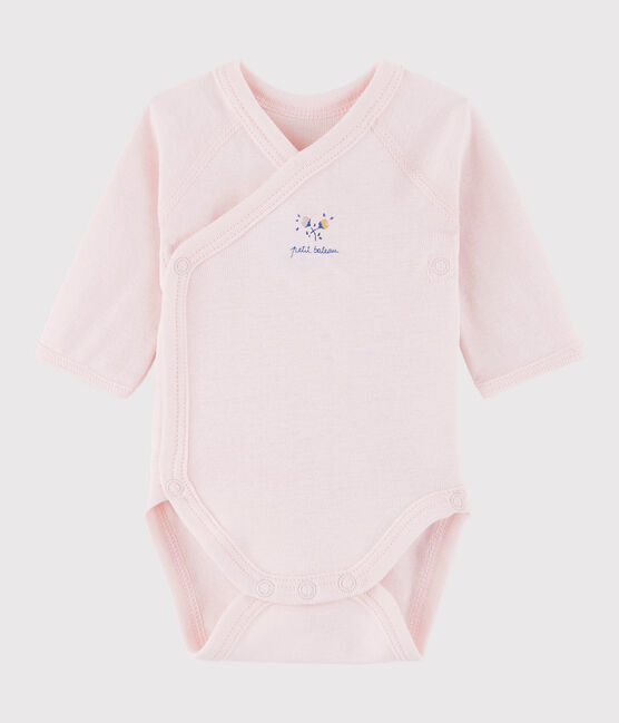 Langärmeliger Baby-Body in Wickelform Mädchen rosa FLEUR