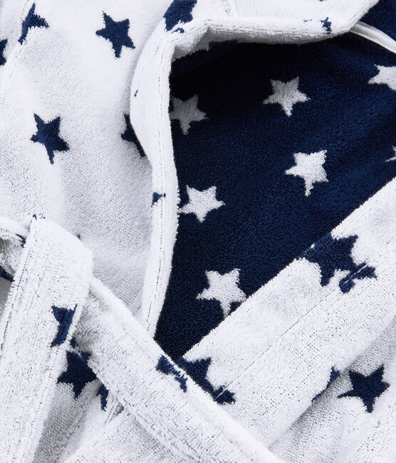 Frottee-Bademantel für Jungen weiss MARSHMALLOW/blau MEDIEVAL