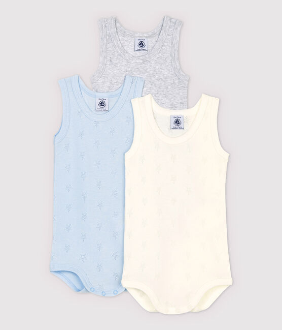 3er-Set ärmellose Baby-Bodys aus Bio-Baumwolle mit Ajour-Sternen variante 1