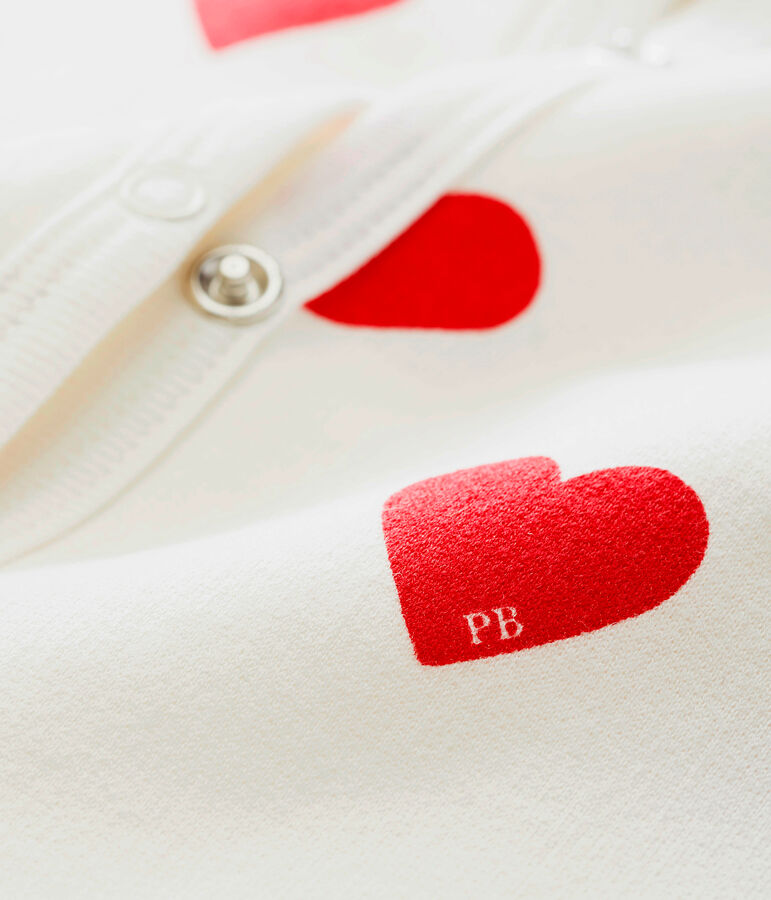 Baby-Strampler aus Molton mit roten Herzen weiss/rot