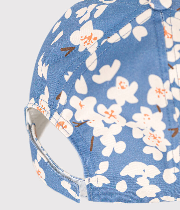 Schirmm&uuml;tze aus Popeline mit Blumenmuster Kinder/M&auml;dchen blau/vielfarbig