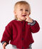 Baby College-Jacke aus einfarbiger Baumwolle und Sherpa AMARANTE