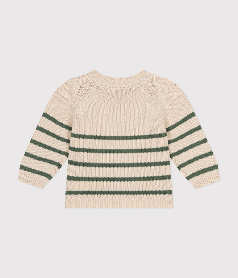 Baby-Pullover aus Baumwolle naturfarben/gr&uuml;n