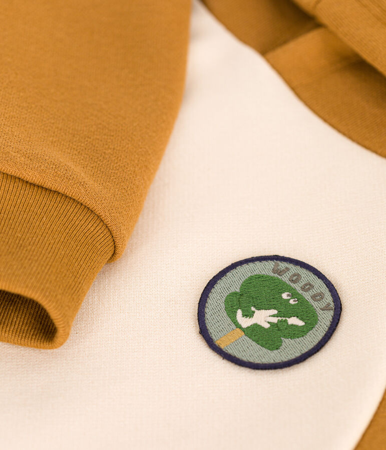 Kinder-Sweatshirt mit Kapuze aus Molton f&uuml;r Jungen naturfarben/braun