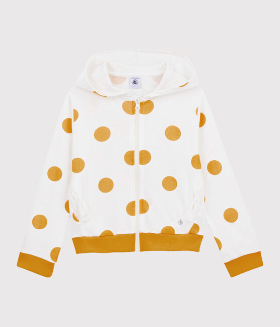 Kinder-Sweatshirt mit Kapuze für Mädchen weiss MARSHMALLOW/gelb BOUDOR