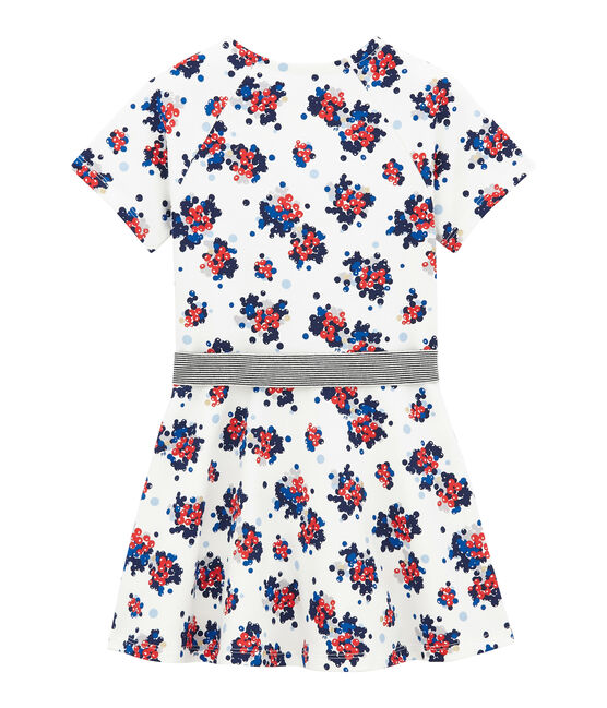 Geblümtes Kleid aus Molton weiss MARSHMALLOW/weiss MULTICO