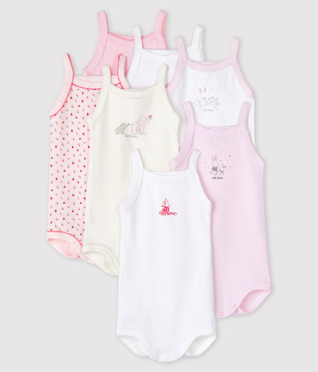 &Uuml;berraschungst&uuml;te mit 7 Baby-Bodys mit Tr&auml;gern f&uuml;r M&auml;dchen vielfarbig