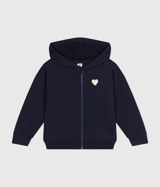 Kinder-Sweatshirt mit Reißverschluss und Kapuze aus Molton für Mädchen blau SMOKING