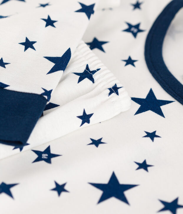 Pyjama aus Baumwolle mit Sternmotiv f&uuml;r Kinder weiss/blau