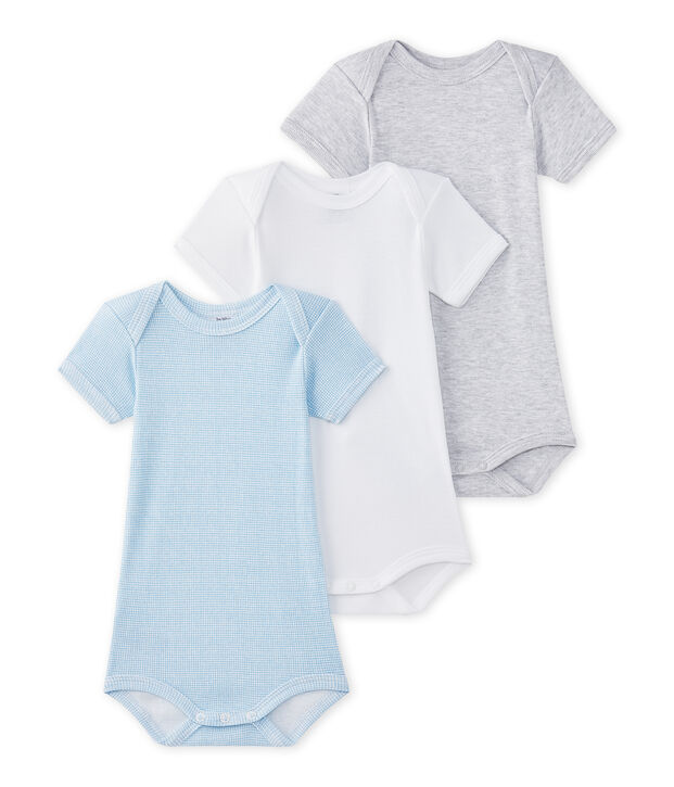 Baby-Jungen-Kurzarmbodys im 3er-Set weiss