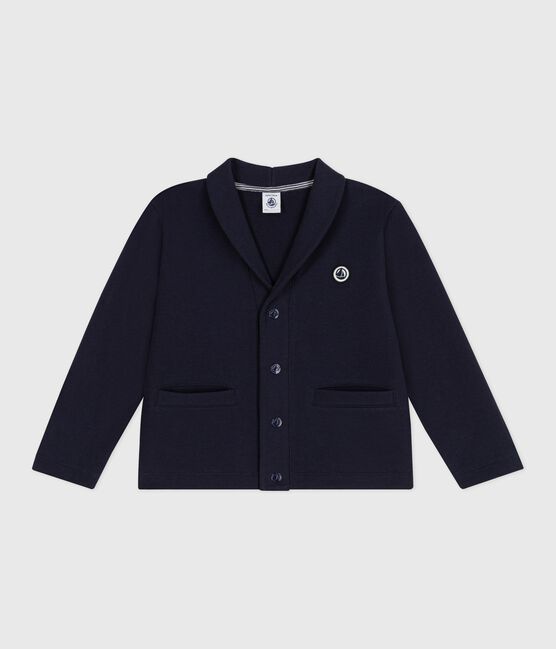 Kinder-Cardigan aus einfarbiger Baumwolle blau SMOKING