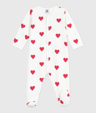 Baby-Schlafanzug (unisex) aus Baumwolle mit Herzchen-Print