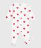 Baby-Schlafanzug (unisex) aus Baumwolle mit Herzchen-Print weiss/rot