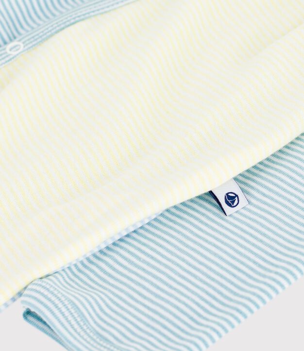 Strampler aus Baumwolle mit Streifen blau/weiss