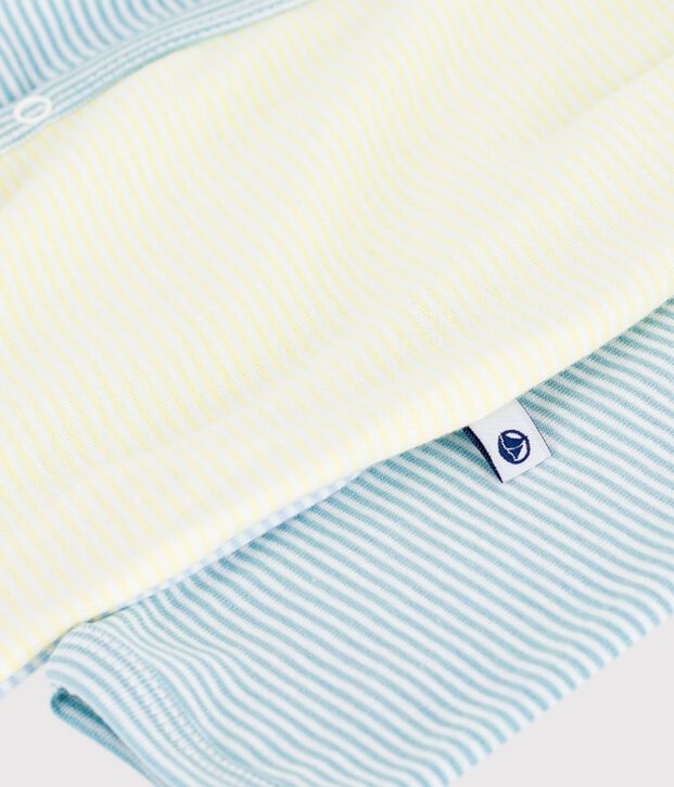 Strampler aus Baumwolle mit Streifen gr&uuml;n/weiss