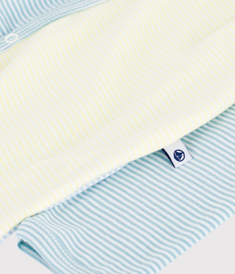 Strampler aus Baumwolle mit Streifen gr&uuml;n/weiss