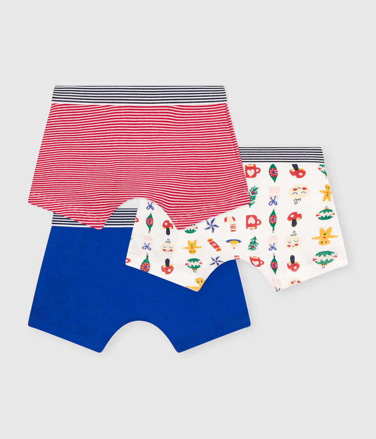 3er-Set Kinder-Boxershorts aus Baumwolle mit Weihnachts-Motiven vielfarbig