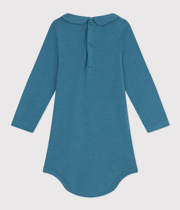 Lang&auml;rmeliger Baby-Body aus Baumwolle mit Bubikragen blau