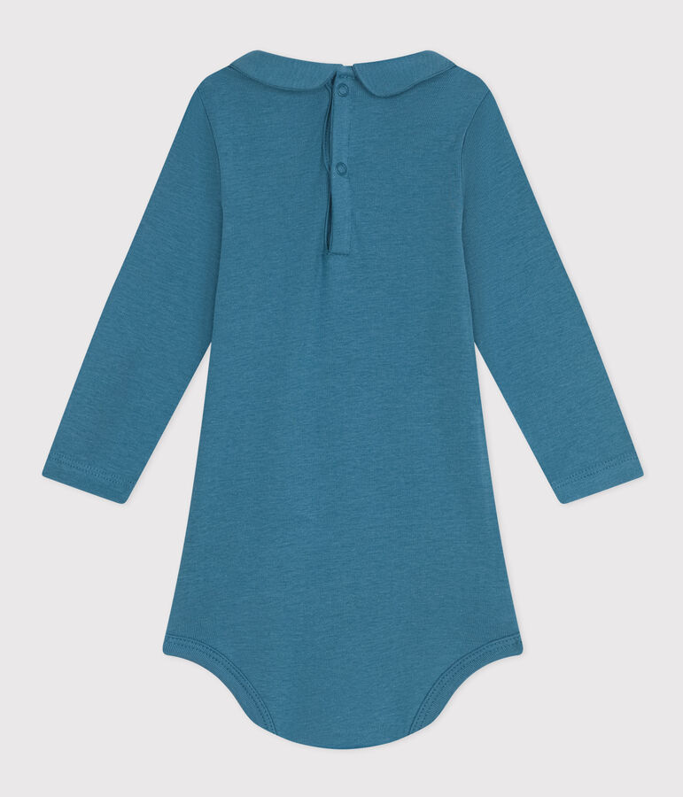 Lang&auml;rmeliger Baby-Body aus Baumwolle mit Bubikragen blau