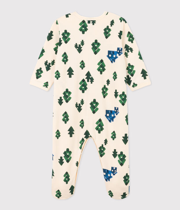 Strampler aus Molton mit Tannenbaummotiv naturfarben/vielfarbig