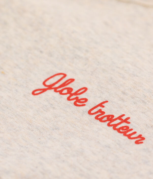 Baumwoll-T-Shirt mit Rundhalsausschnitt und Siebdruck f&uuml;r Damen beige