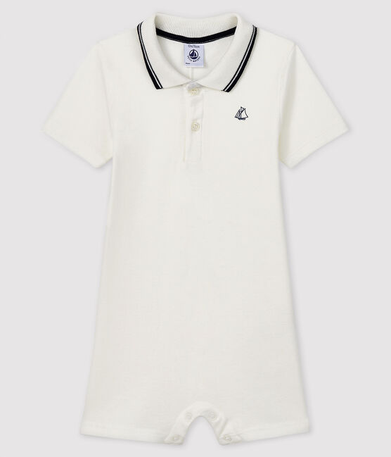 Baby-Polo-Kurzoverall für Jungen weiss MARSHMALLOW