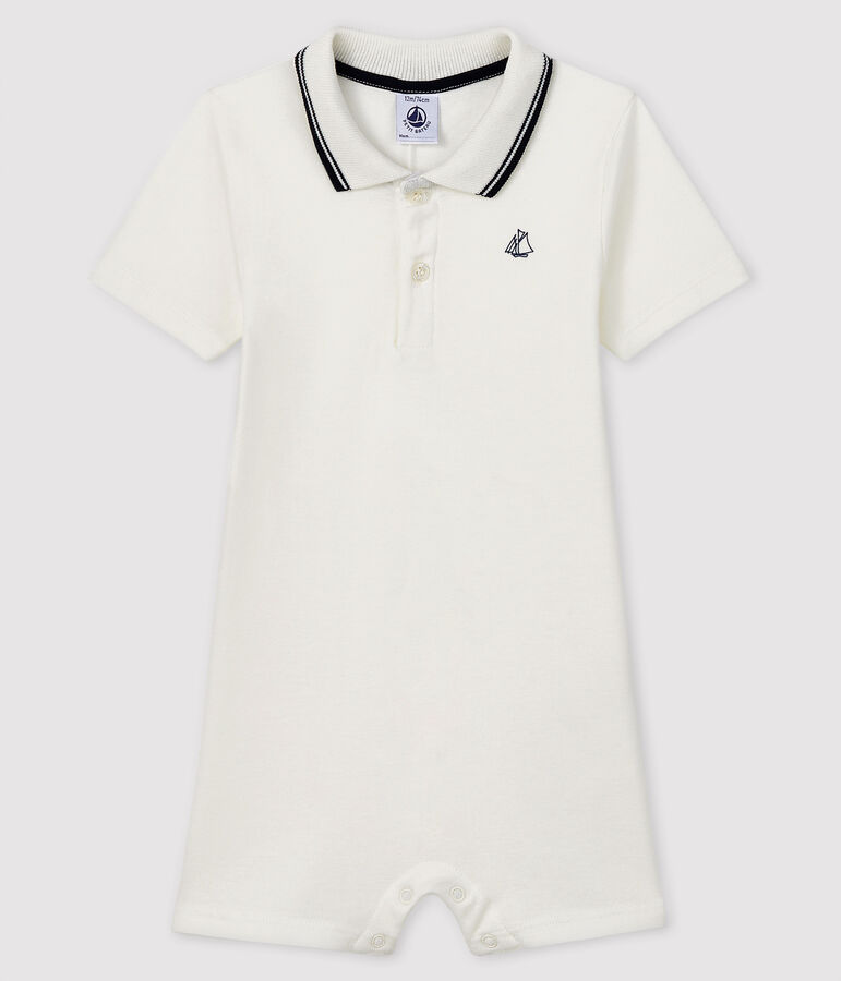 Baby-Polo-Kurzoverall f&uuml;r Jungen weiss MARSHMALLOW