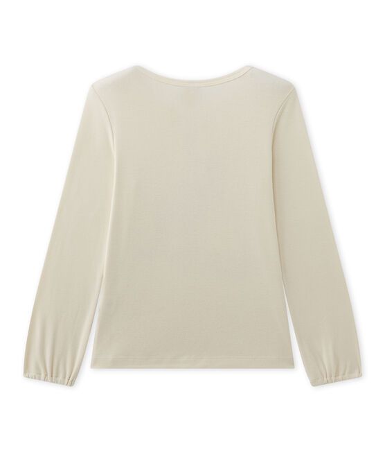 Mädchen-Langarmshirt mit Motiv beige COQUILLE/rot FROUFROU