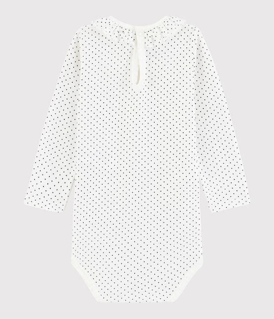 Langärmliger Baby-Body für Mädchen weiss MARSHMALLOW/blau MEDIEVAL