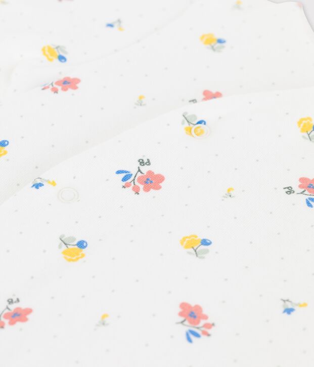 Langer Baby-Overall aus Bio-Doppeljersey mit print weiss/rosa