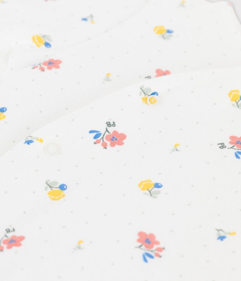 Langer Baby-Overall aus Bio-Doppeljersey mit print weiss/rosa