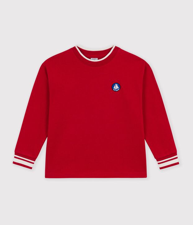 Lang&auml;rmeliges Kinder-T-Shirt aus einfarbiger Baumwolle rot
