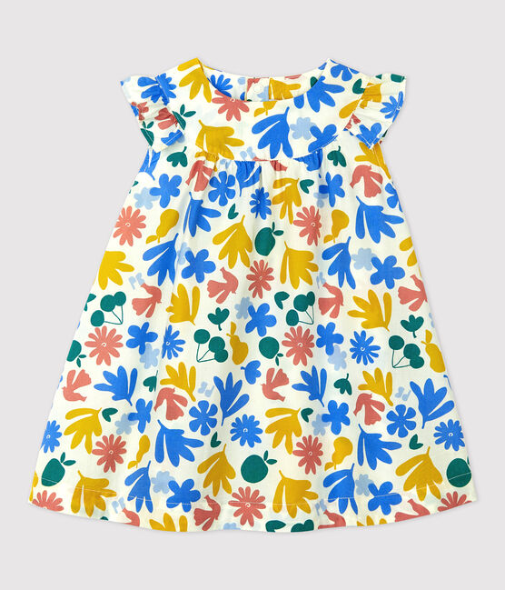 Kurzärmeliges Babykleid aus Popeline mit Blumendruck weiss MARSHMALLOW/weiss MULTICO
