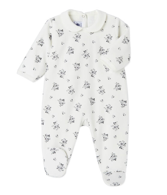 Bedruckter Baby-Mädchen-Strampler weiss LAIT/weiss MULTICO