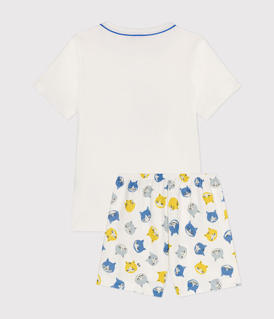 Kurzer Kinderpyjama aus Baumwolle weiss MARSHMALLOW/weiss MULTICO