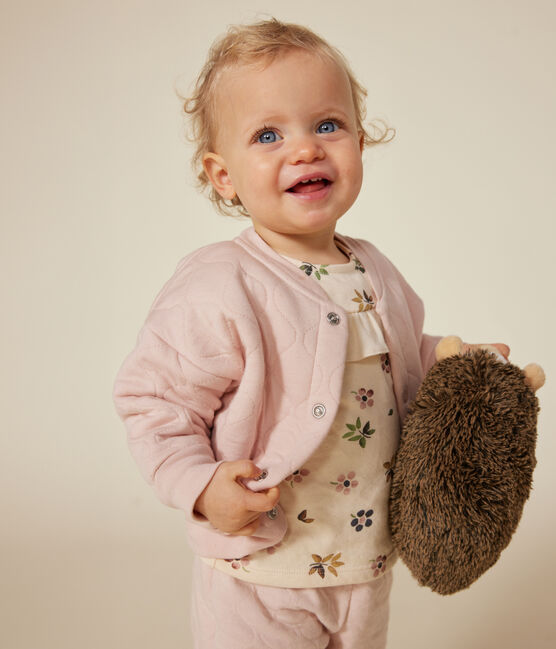 Baby-Teddyjacke aus gestepptem Doppeljersey rosa SALINE