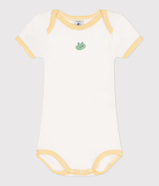 Kurzärmeliger Baby-Body aus Baumwolle mit Print weiss MARSHMALLOW